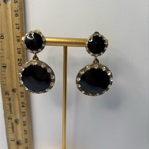 Elegant Black and Gold Dangle Clip on Earrings